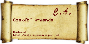 Czakó Armanda névjegykártya
